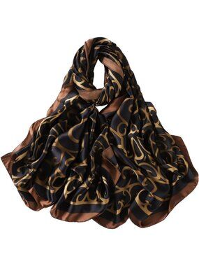 Women's Cheetah Black Light Silk  Scarves Flower Print Head Cotton Wrap Scarf